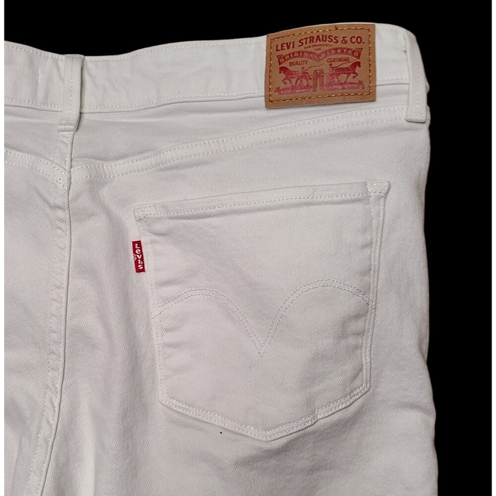Levis 720 Women's Mid Rise Skinny Crop Size W33 L24 White Denim Red Tab 5-Pocket